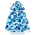 Kid's Abc Camo Shark Zip Hoodie - Blue