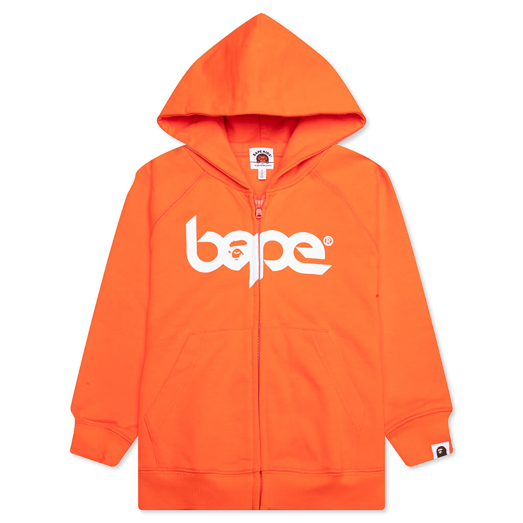 Kid's Bape Relaxed Fit Pigment Dye Zip Hoodie - Orange