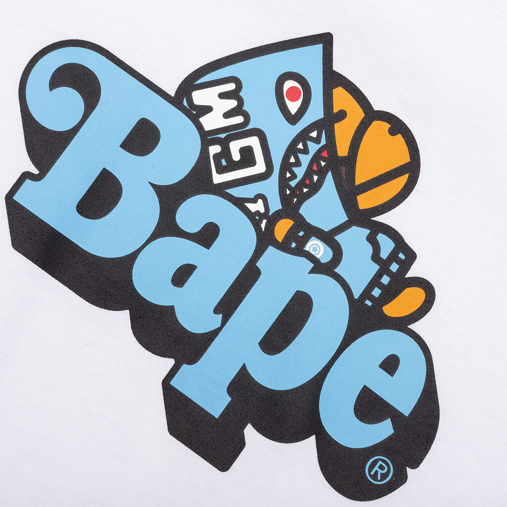 Kid's Shark Milo on Bape Tee - White/Black