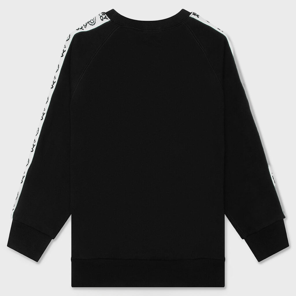 Kids Baby Milo Line Tape Relaxed Fit Crewneck Sweatshirt - Black