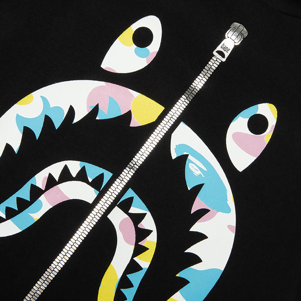 Kids New Multi Camo Shark Tee - Black