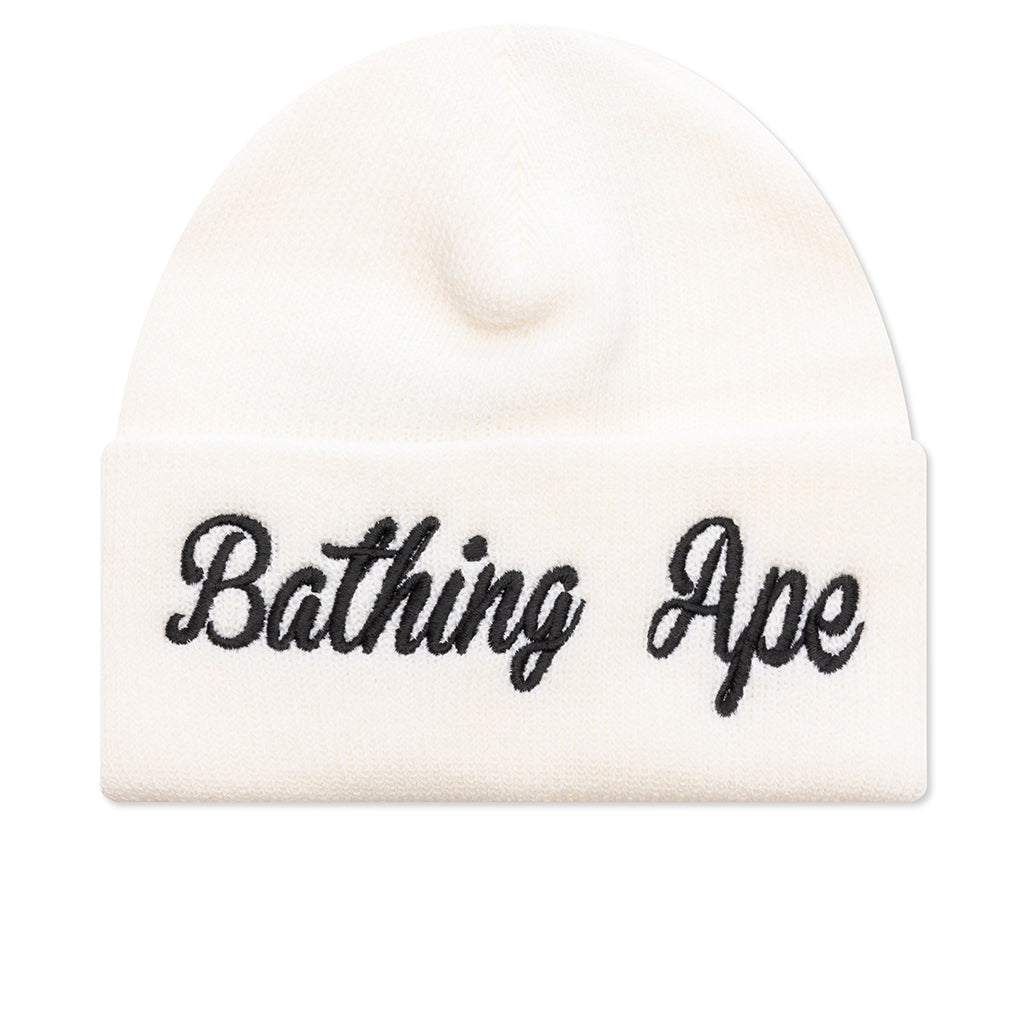 Cuffed Knit Beanie - White