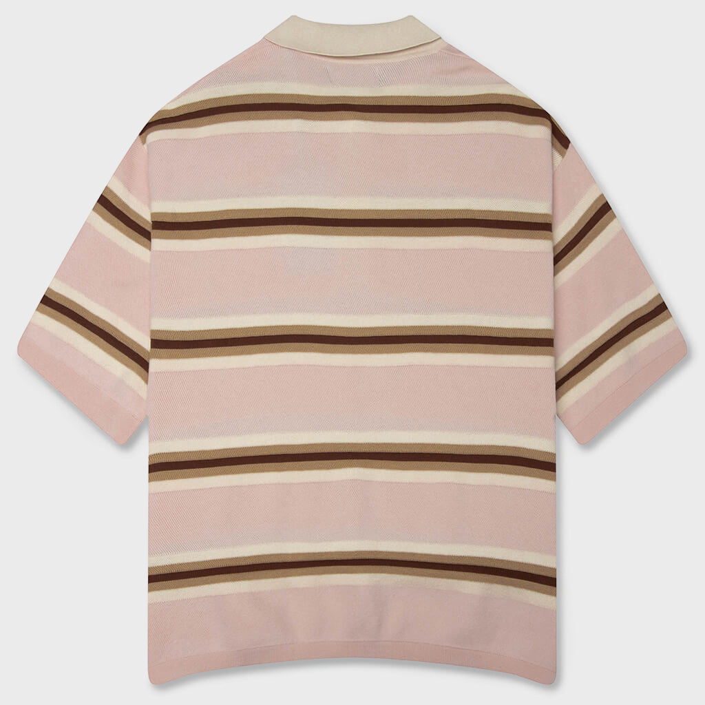 Knit Striped Polo - Soft Pink Stripe
