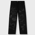 Laser Etched Jeans - Black
