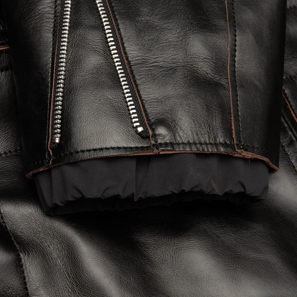 Leather Puffer Blouson - Black