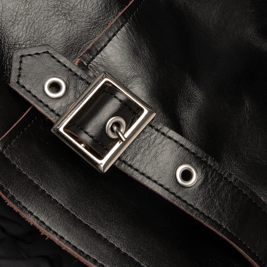 Leather Puffer Blouson - Black