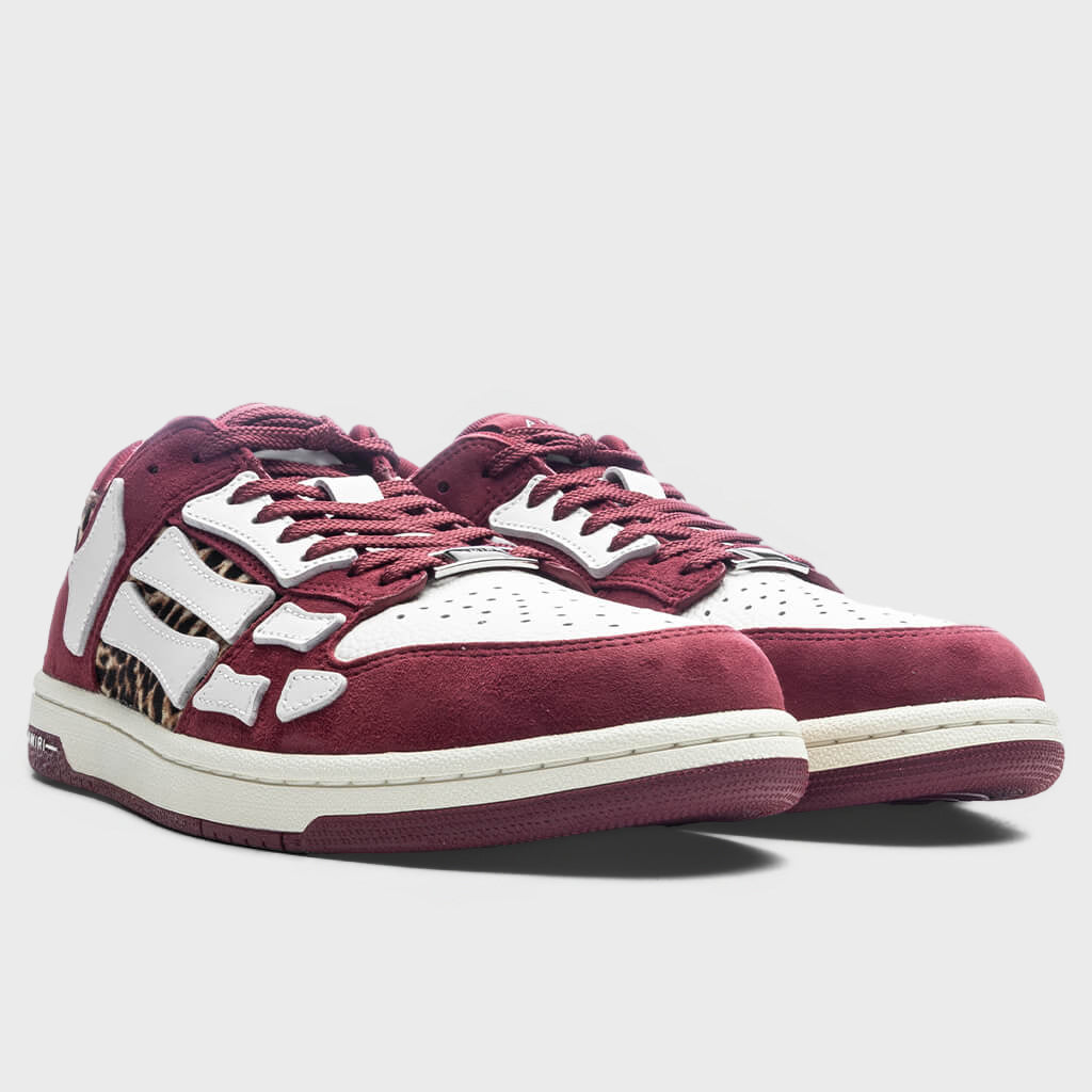 Leopard Skel Top Low - Burgundy