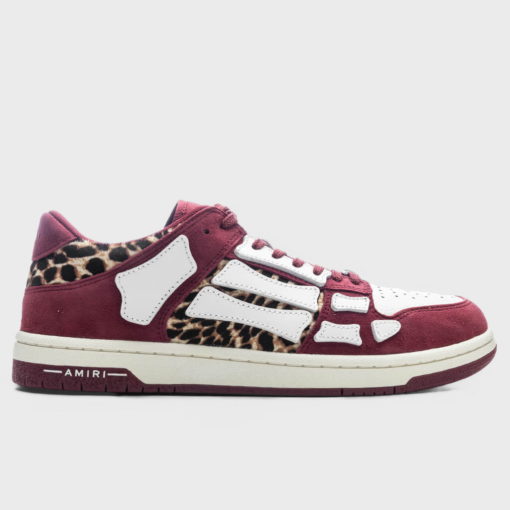 Leopard Skel Top Low - Burgundy