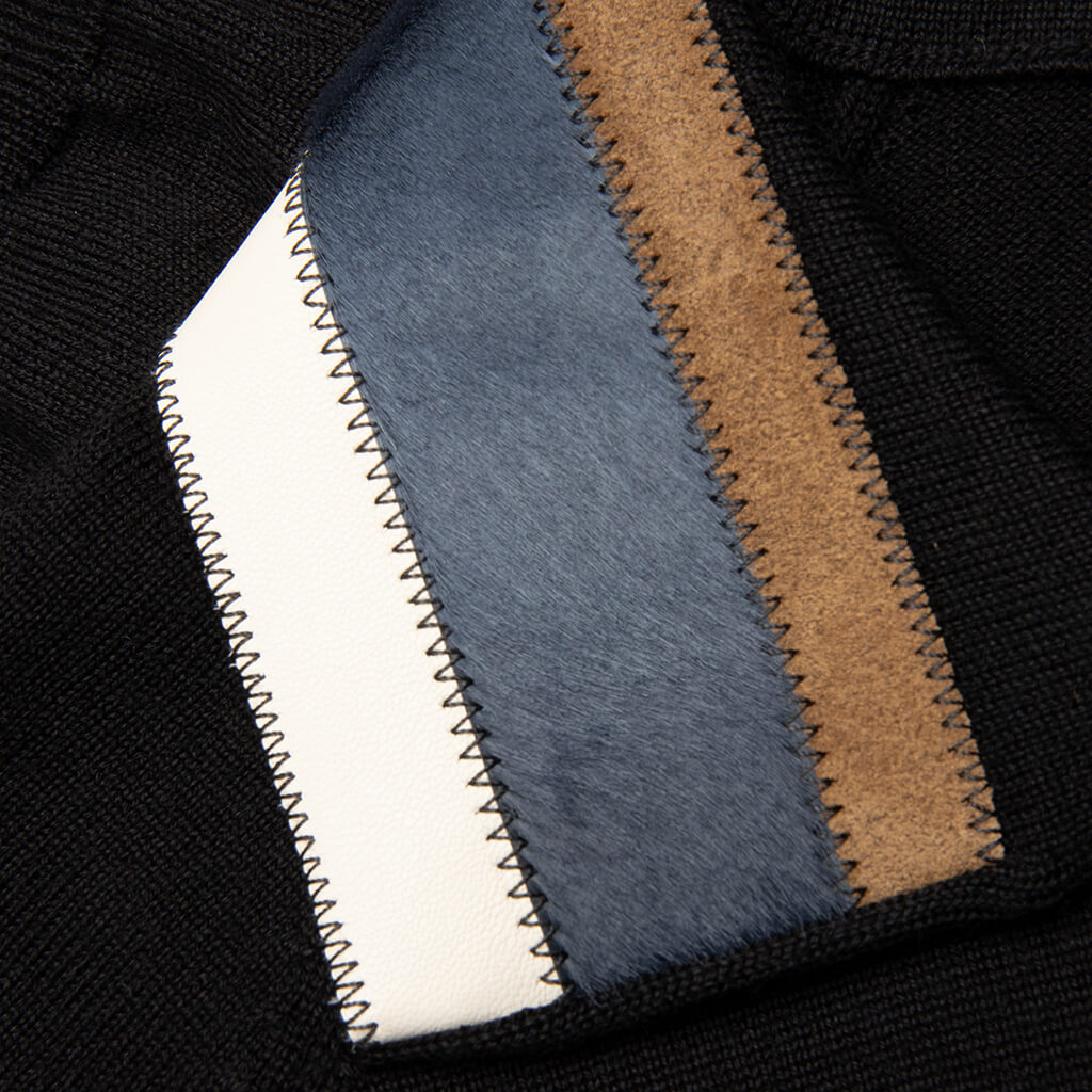 Light Wool With Patchwork Gauge Polo - Black