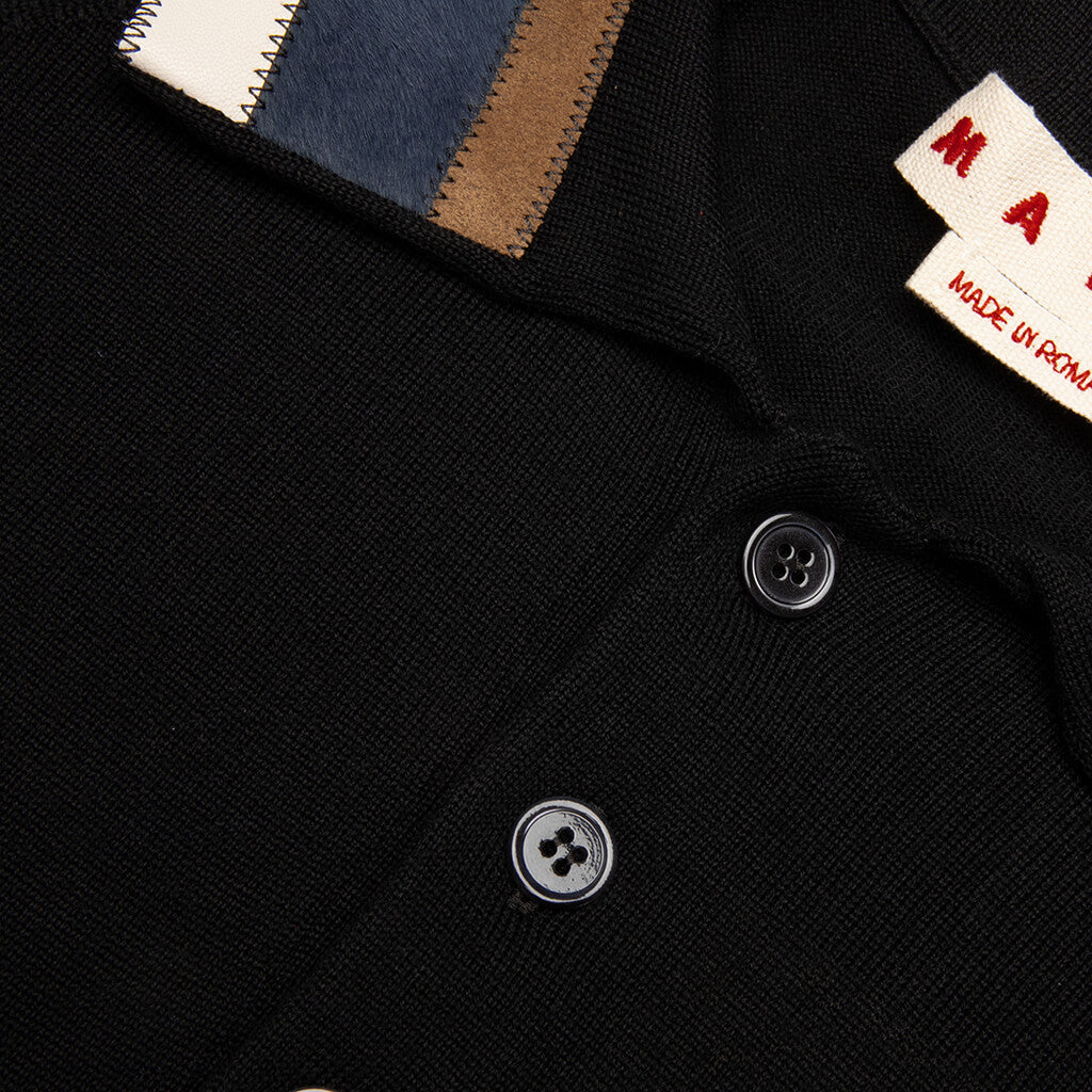 Light Wool With Patchwork Gauge Polo - Black