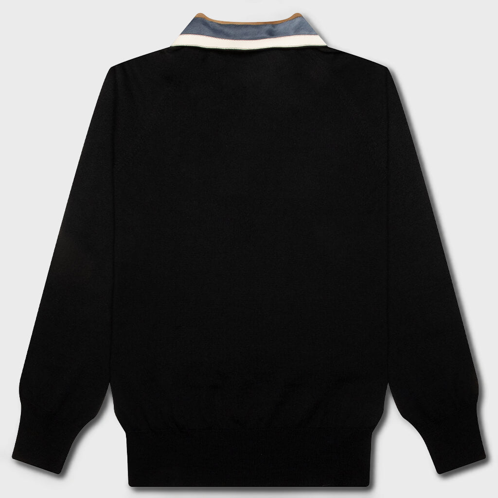 Light Wool With Patchwork Gauge Polo - Black