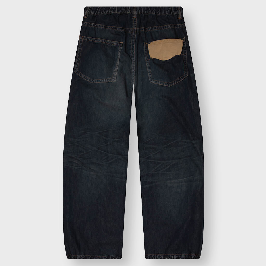 Light Denim Wide Pants- Indigo