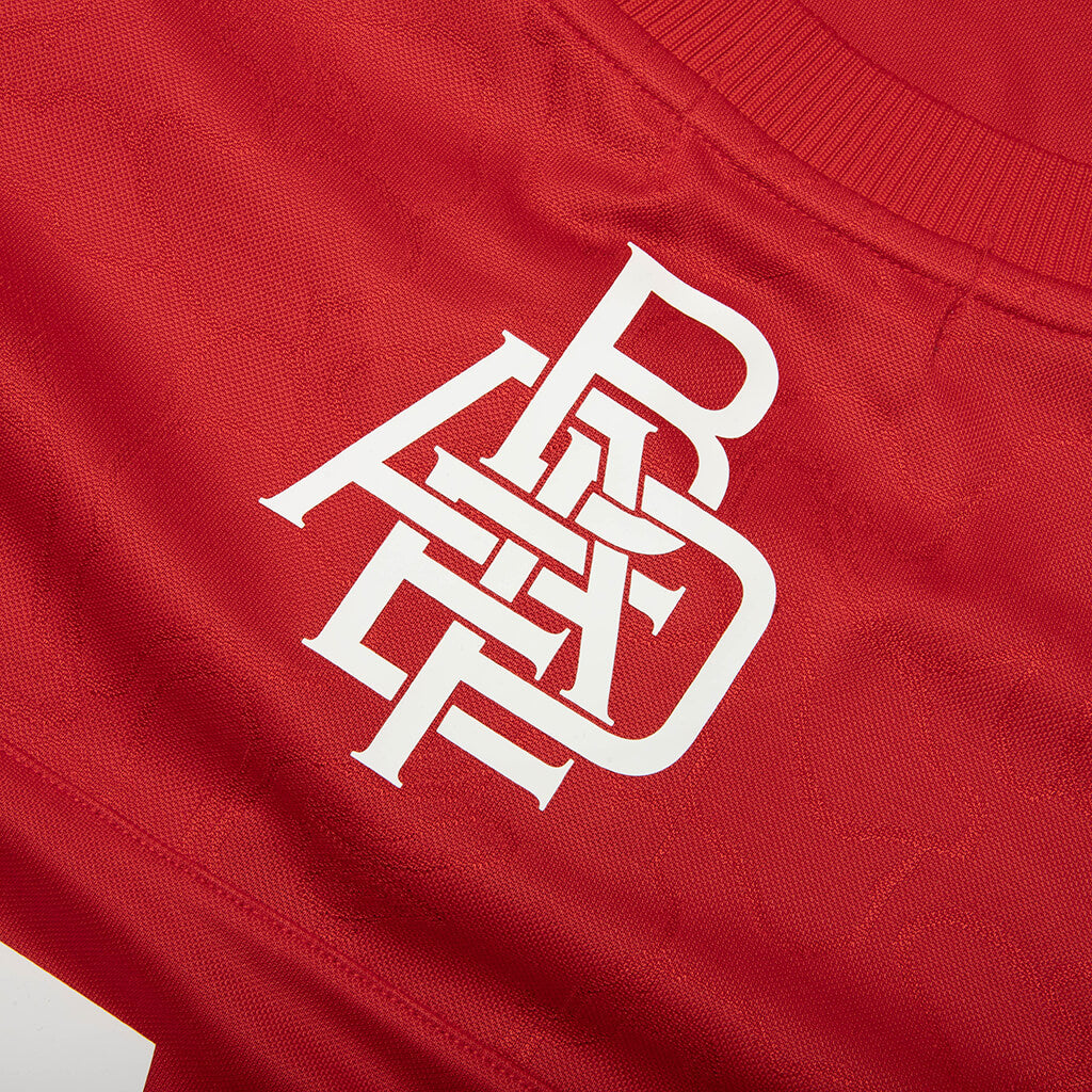 Line Camo Jacquard Logo Relaxed Fit Ice Hockey Jersey - Red