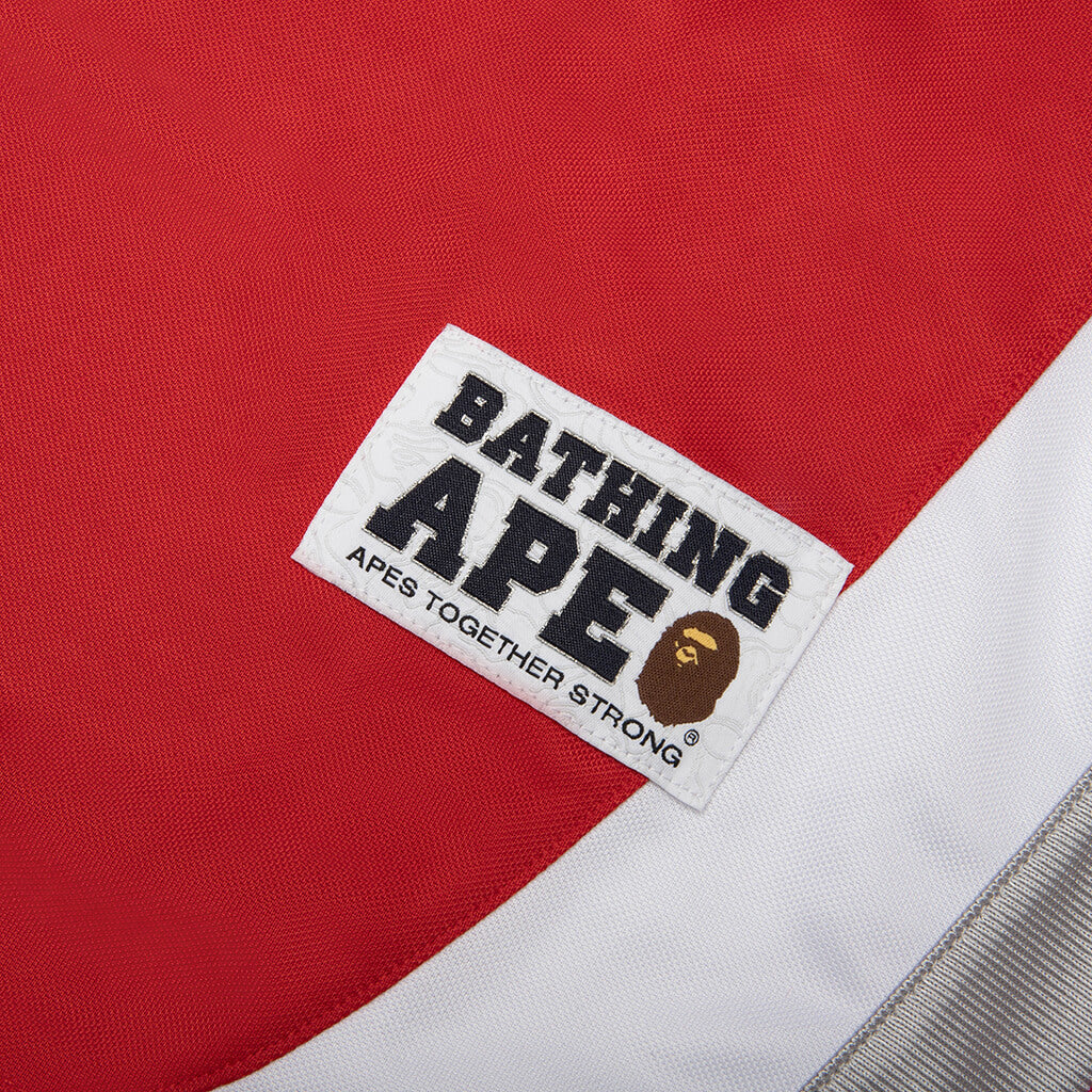 Line Camo Jacquard Logo Relaxed Fit Ice Hockey Jersey - Red