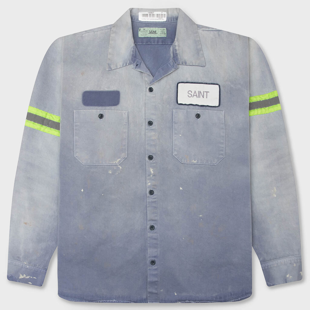 Line Cotton Shirt - Navy