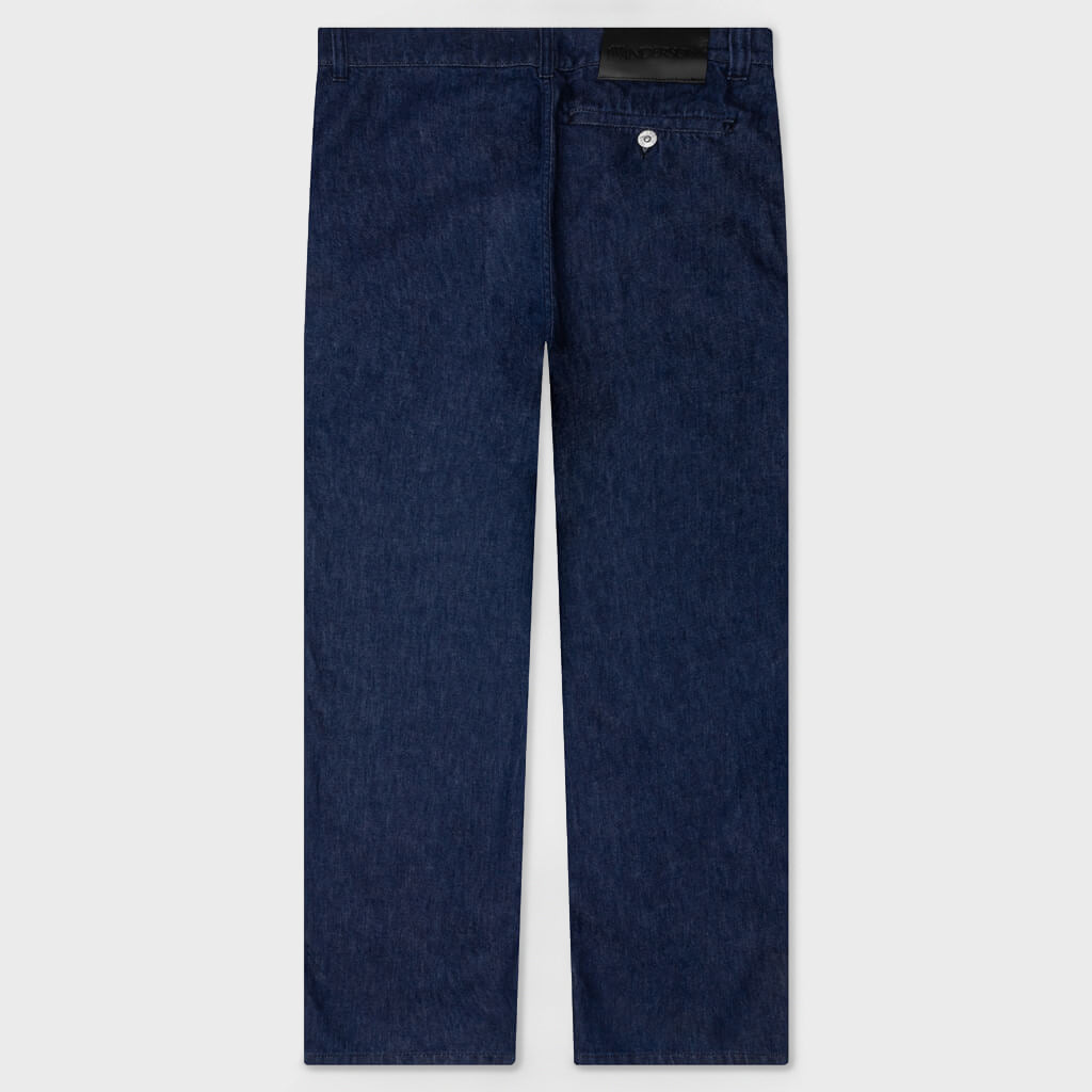 Logo Grid Turn Up Workwear Jeans - Indigo