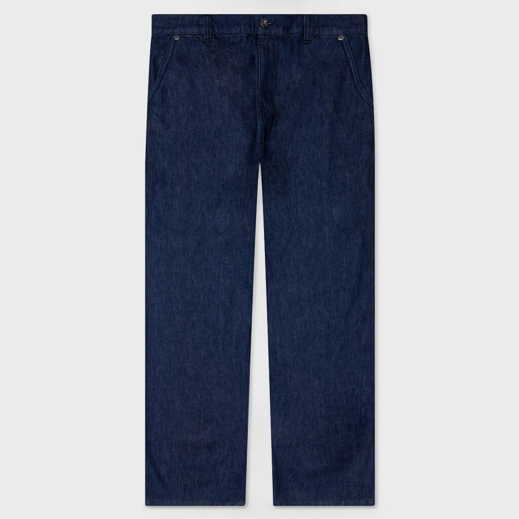 Logo Grid Turn Up Workwear Jeans - Indigo