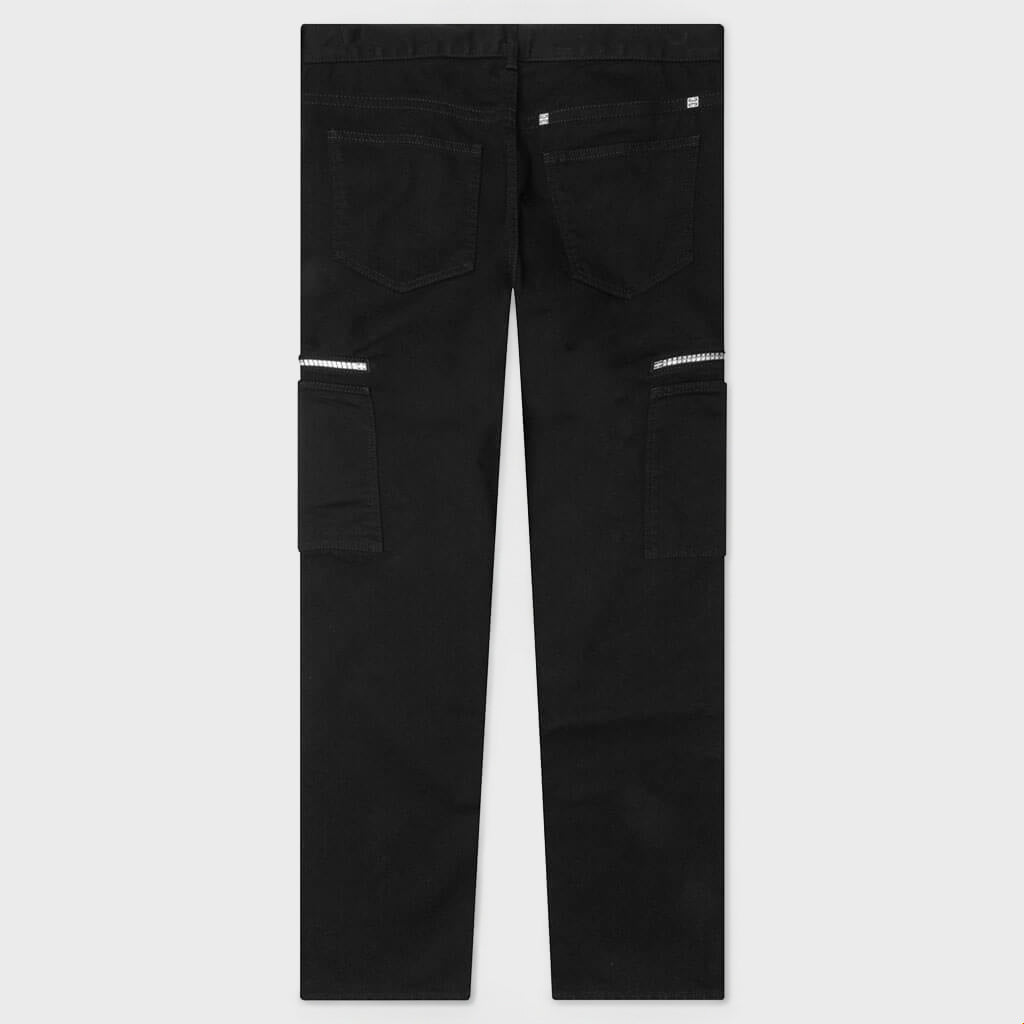Loose Fit Pant w/ Cargo Pocket and Zip - Black