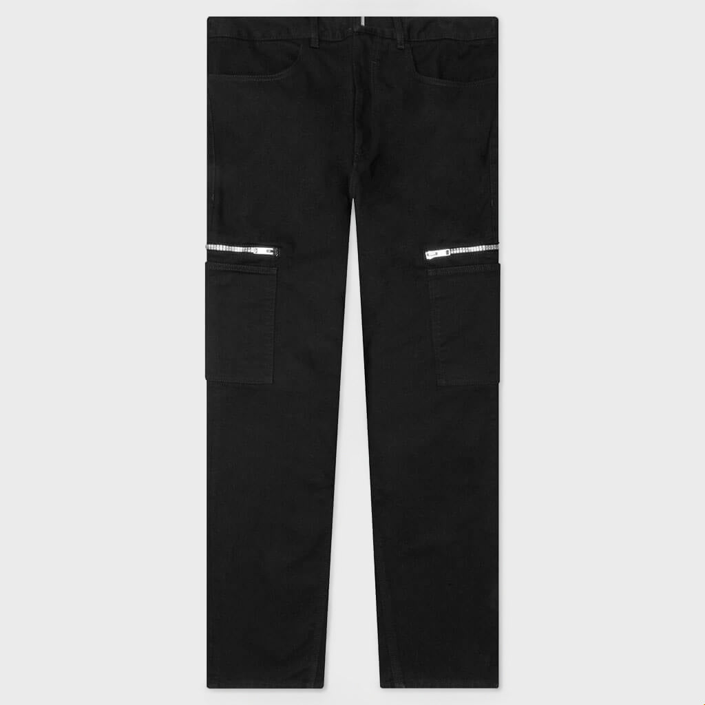 Loose Fit Pant w/ Cargo Pocket and Zip - Black