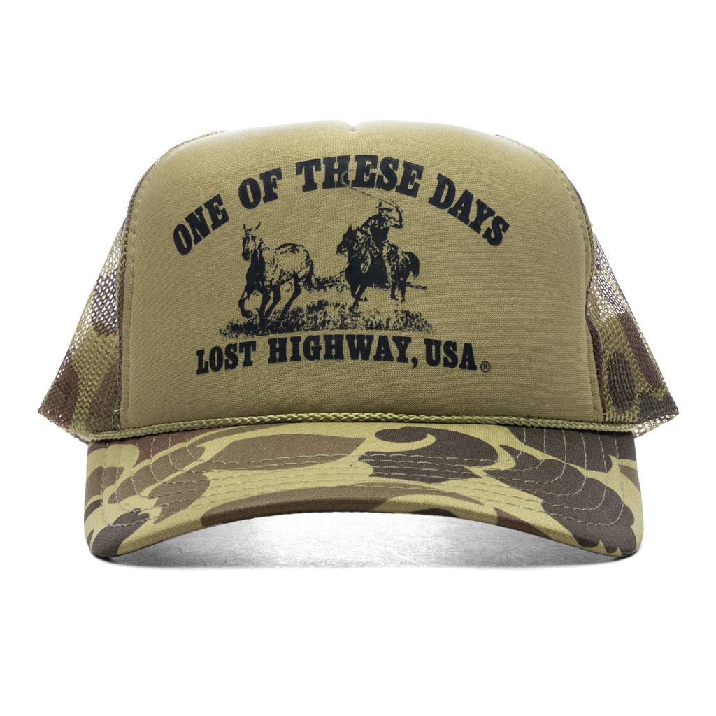 Lost Highway Foam Trucker Hat - Light Green Camo