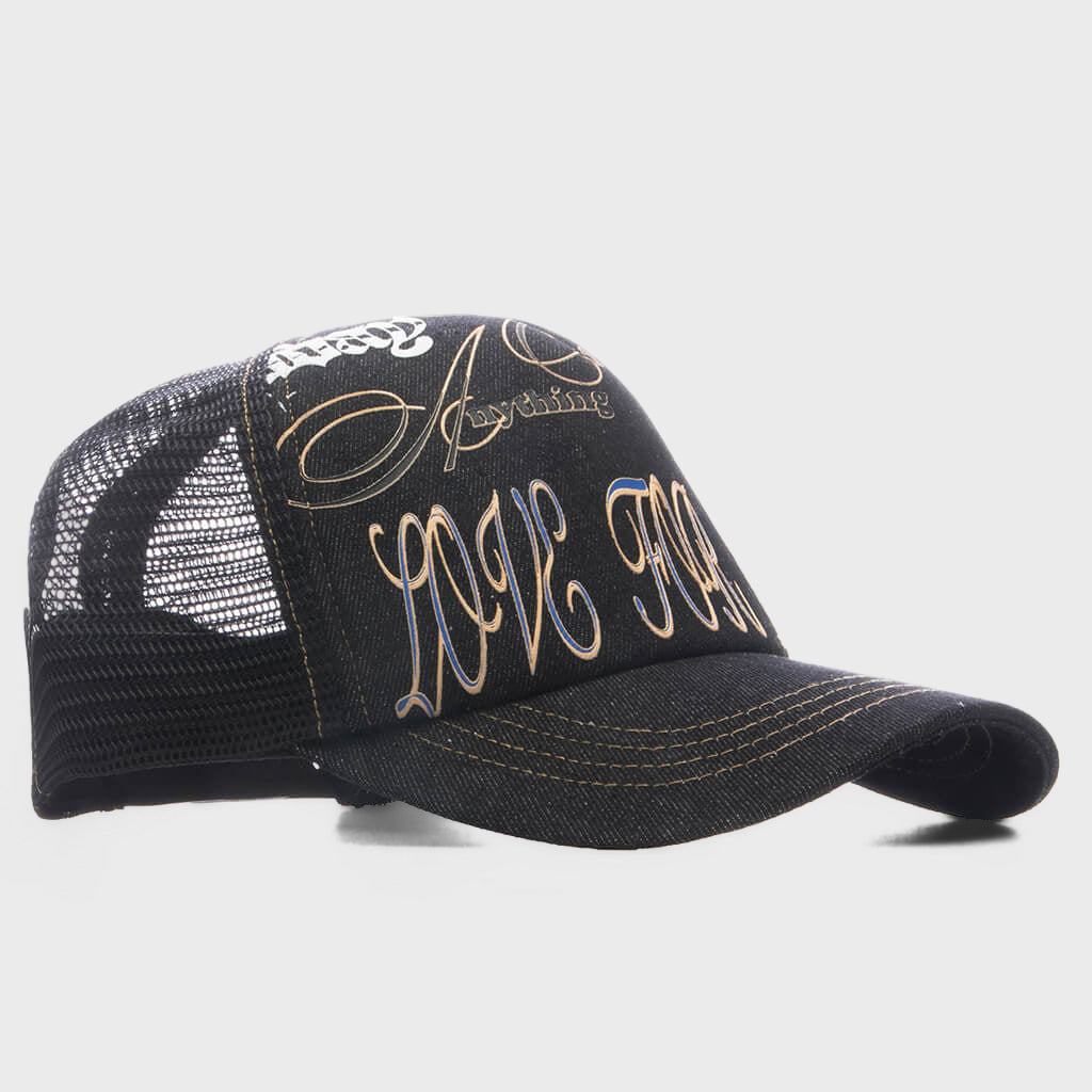 Love For Life Trucker Cap - Black Denim
