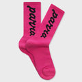Lowercase Script Logo Crew Socks - Hot Pink