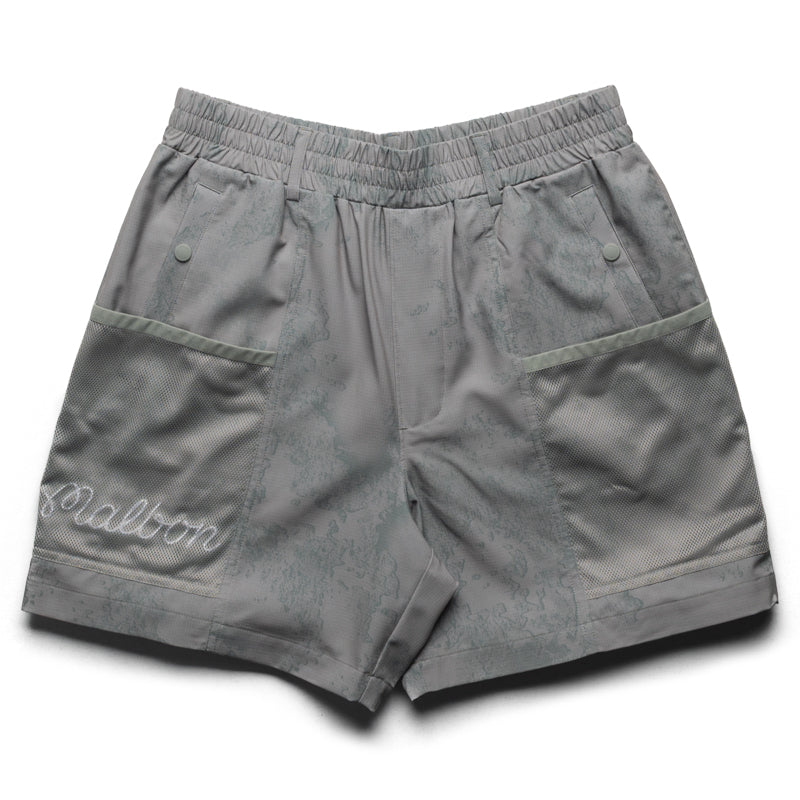 Malbon Golf Mesh Basket Pocket Short - Steel Ripple