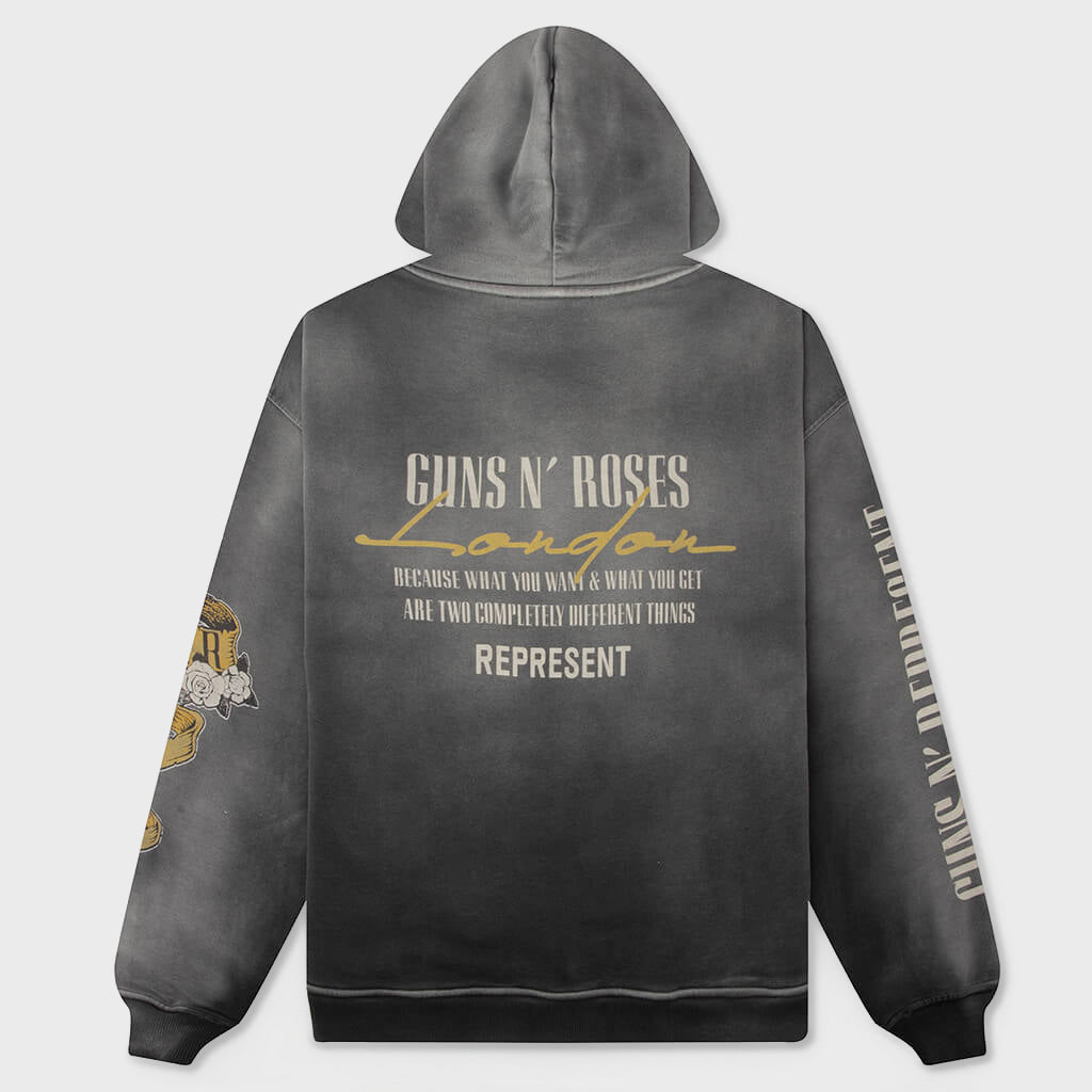 Cross Zip Through Hoodie - Stained Black