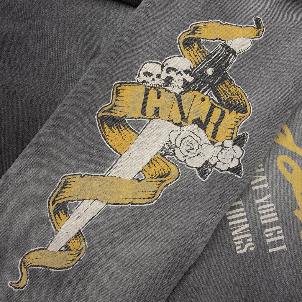 Cross Zip Through Hoodie - Stained Black