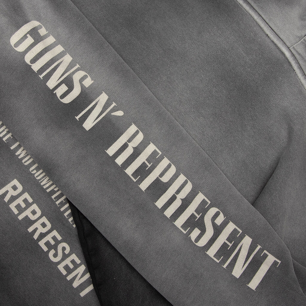 Cross Zip Through Hoodie - Stained Black