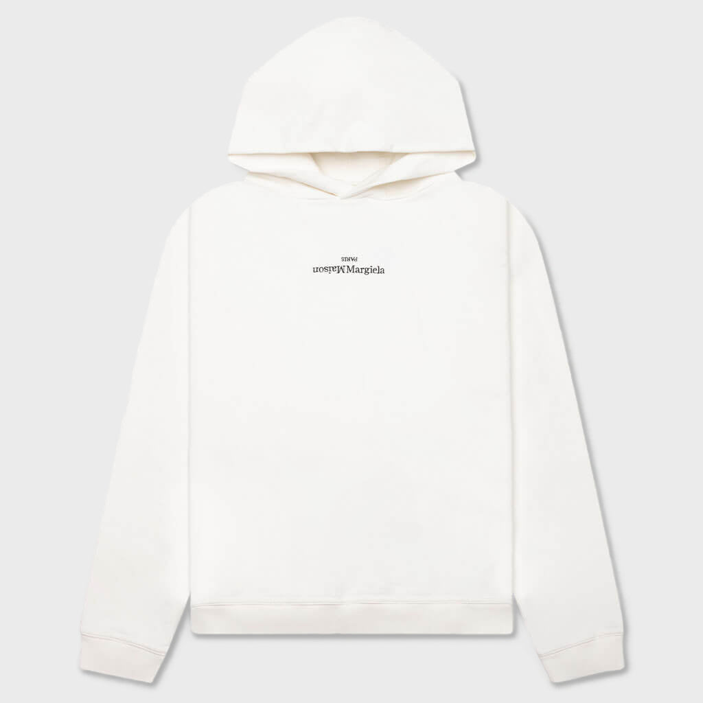 Upside Down Logo Hoodie - Off White/Black Embroidery