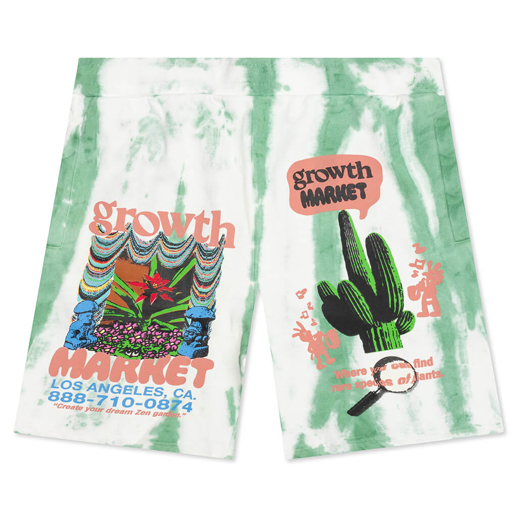 Growth Green Stripe Tie-Dye Sweatshorts - Green