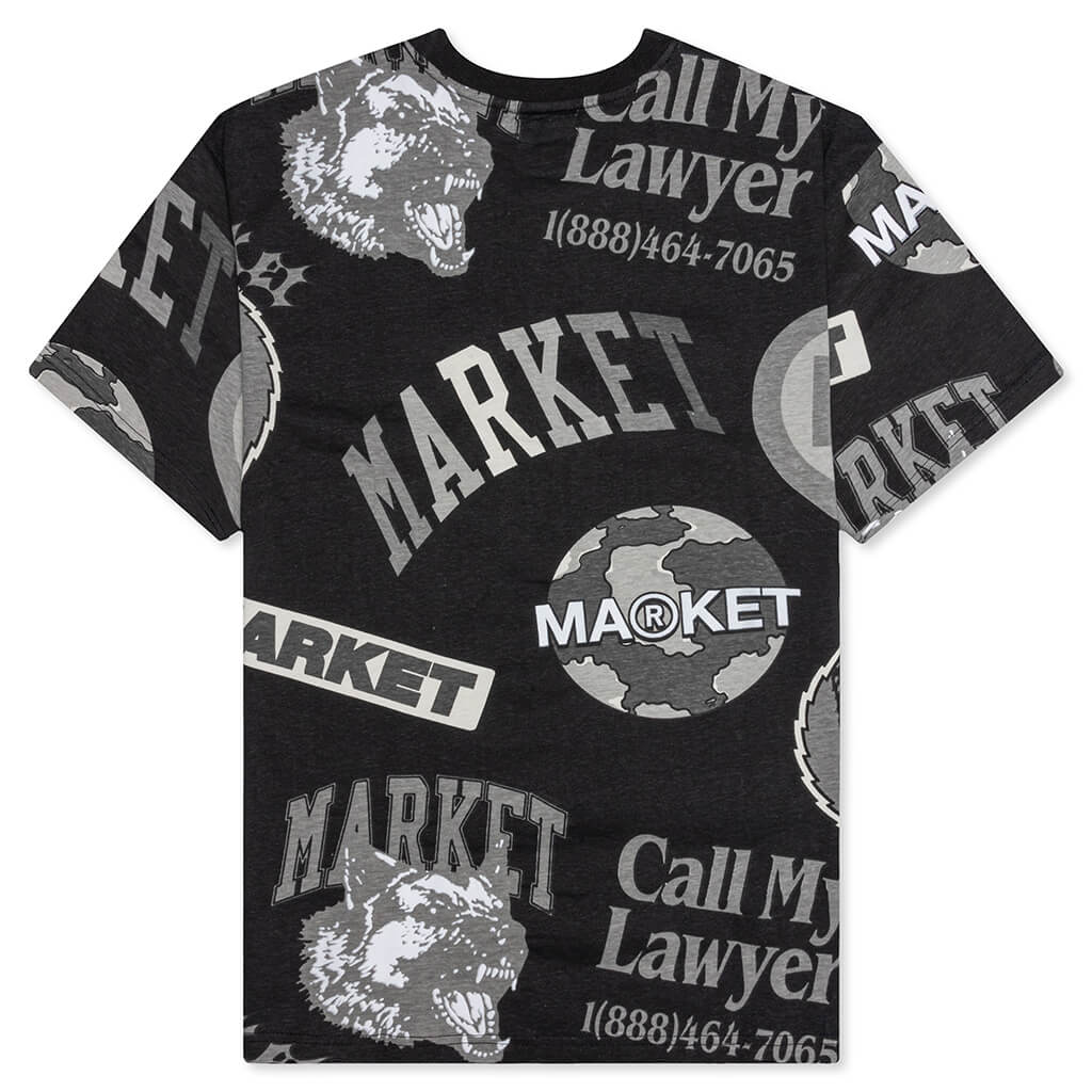 Monogram AOP Grayscale Tee - Black