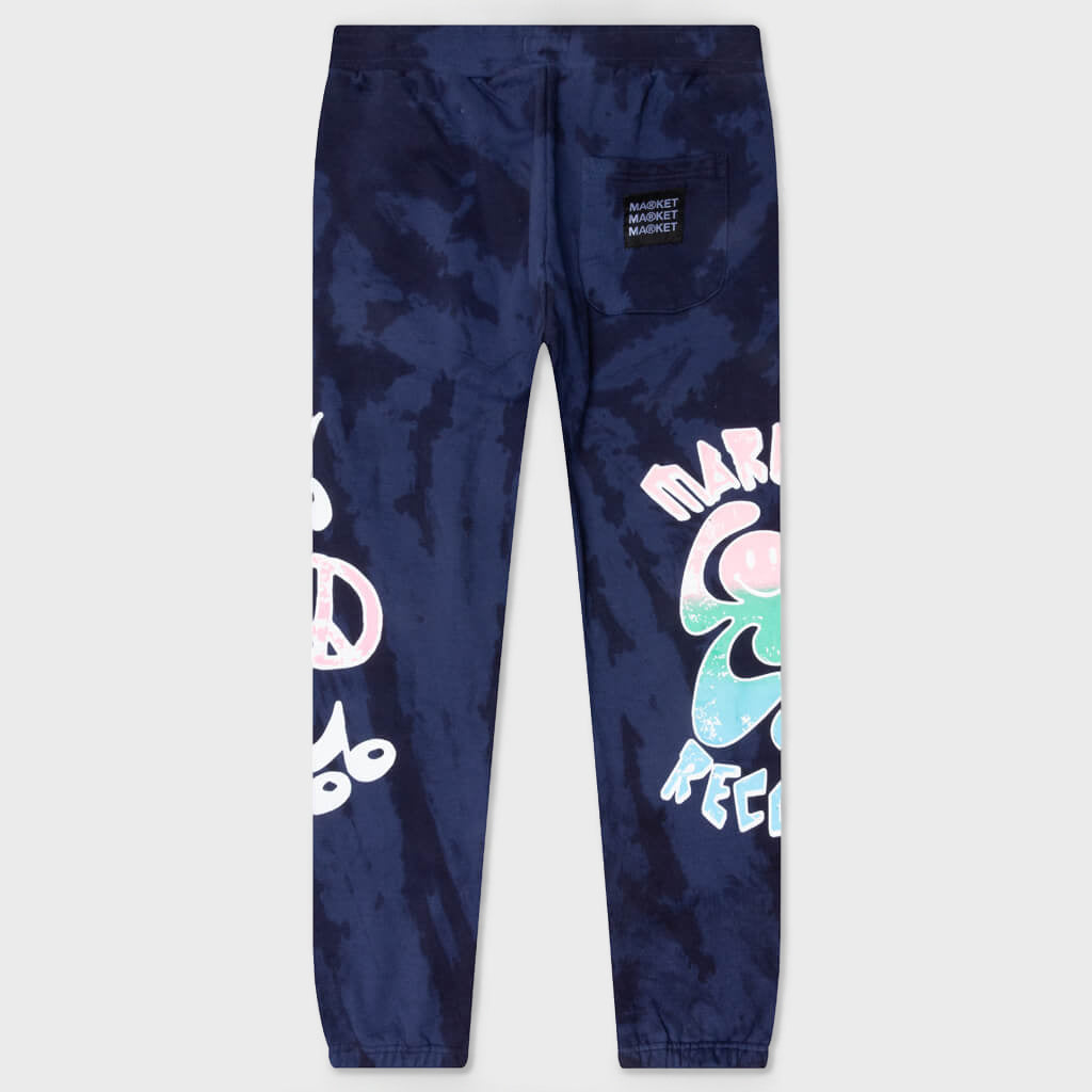 Smiley Records Angel Sigh Sweatpants - Navy Tie-Dye