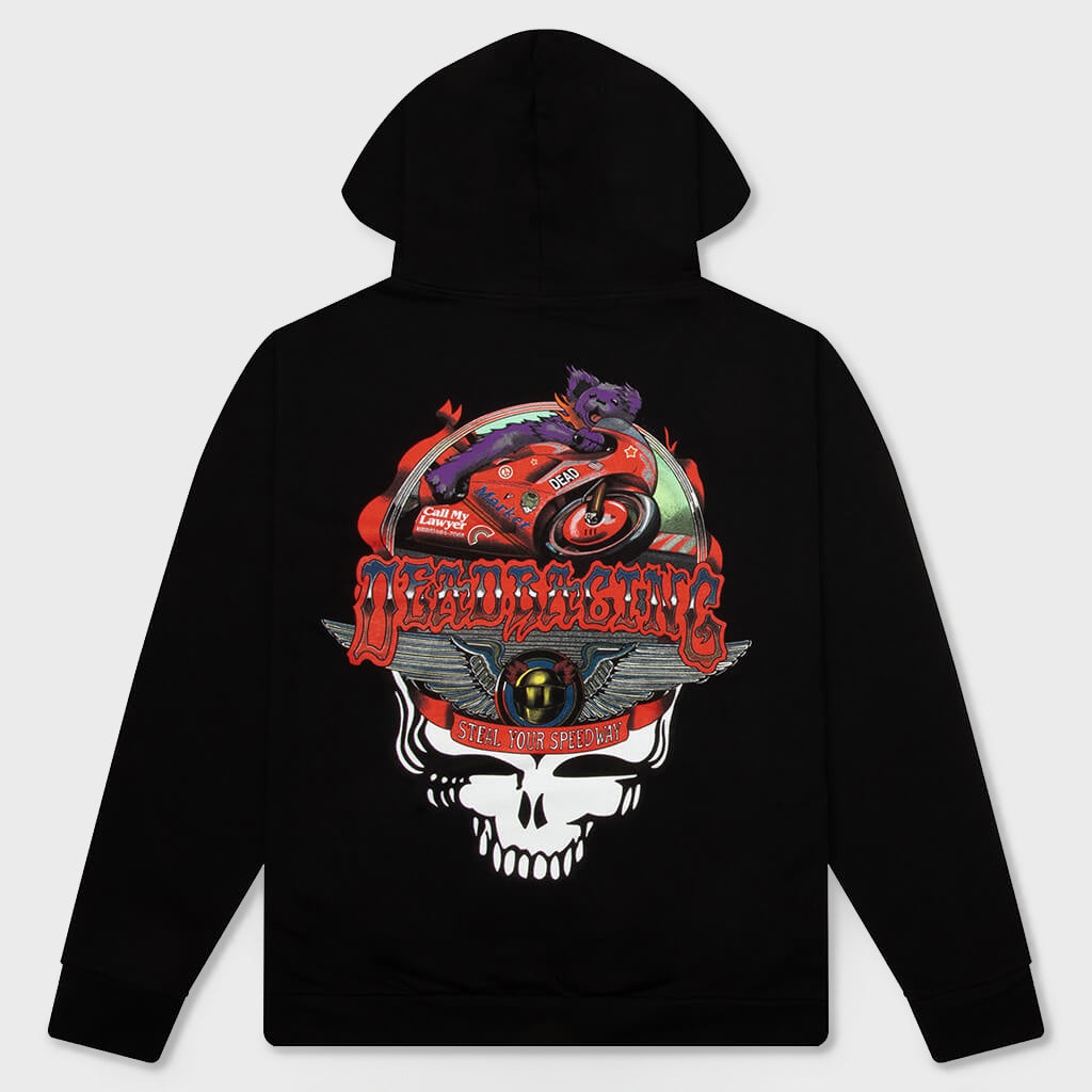 Stealie Moto Bear Hoodie - Washed Black