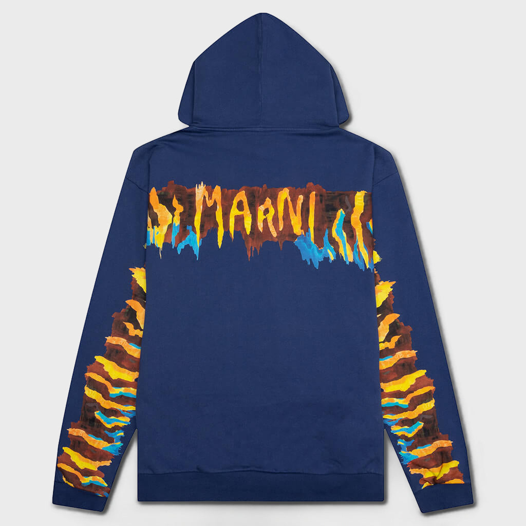 Hooded Brushed Logo Sweatshirt - Ocean