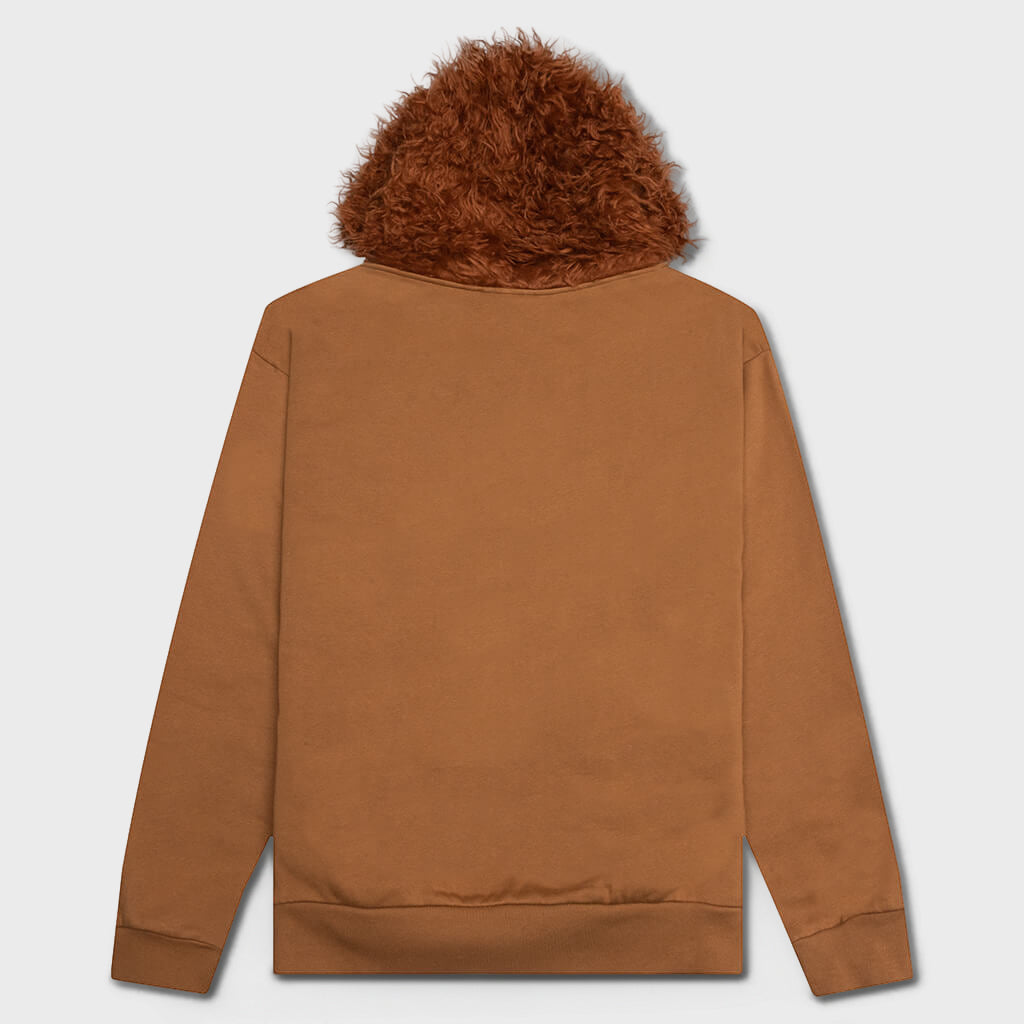 Shearling Hooded Cotton Sweatshirt - Earth Of Siena