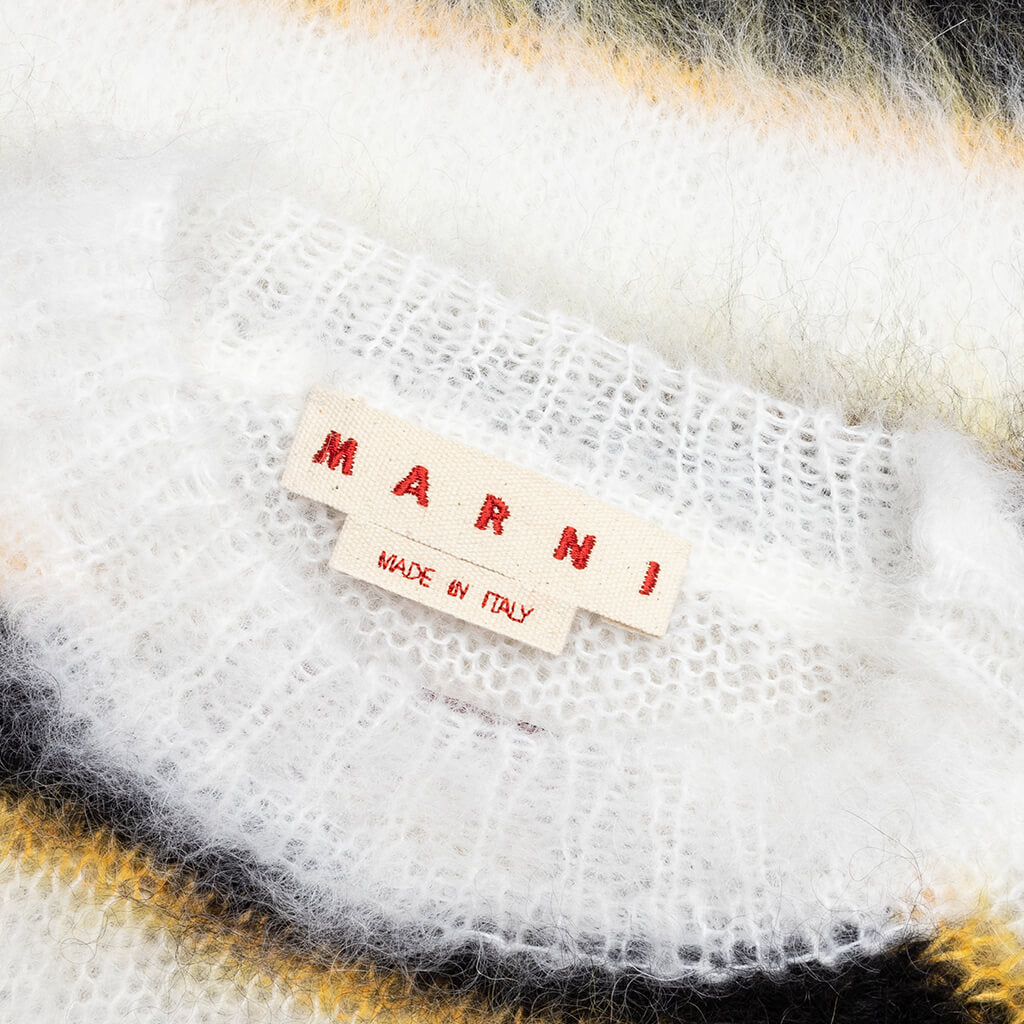 Brushed Mohair Sweater - Lily/White