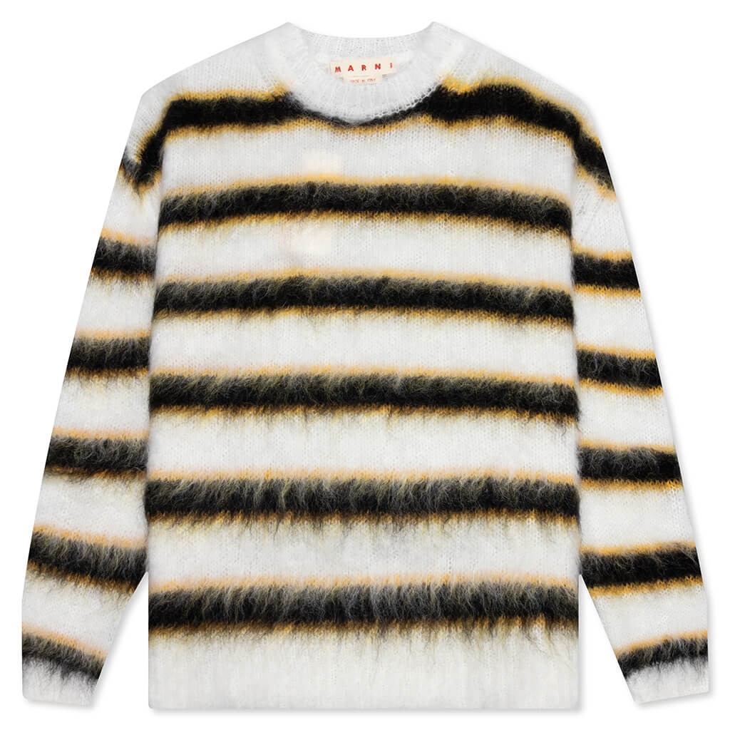 Brushed Mohair Sweater - Lily/White