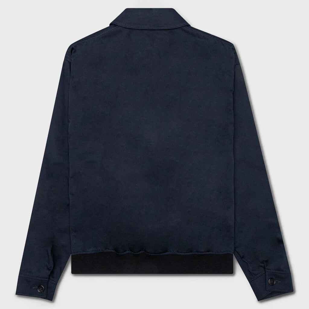 Cotton Gabardine Bomber Jacket - Blue/Black