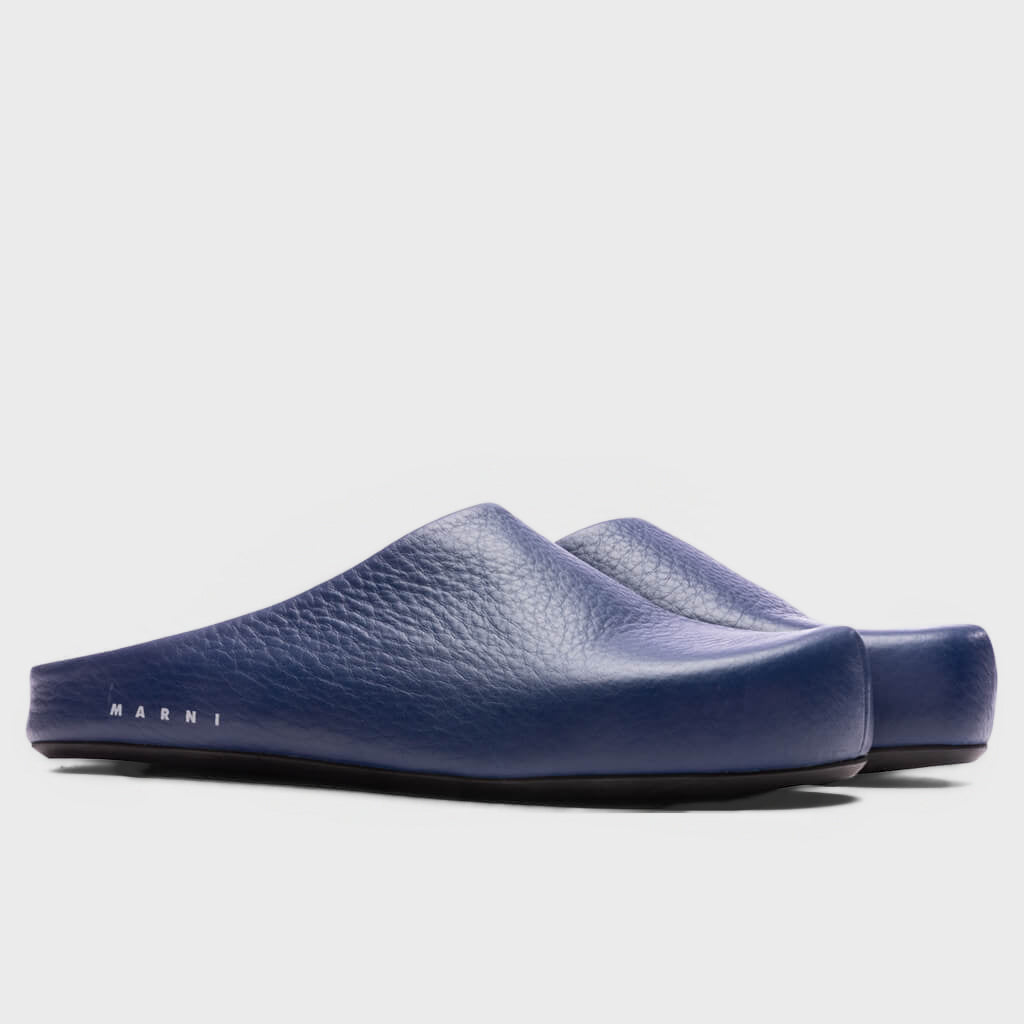 Leather Fussbett Sabot - Dusty Blue