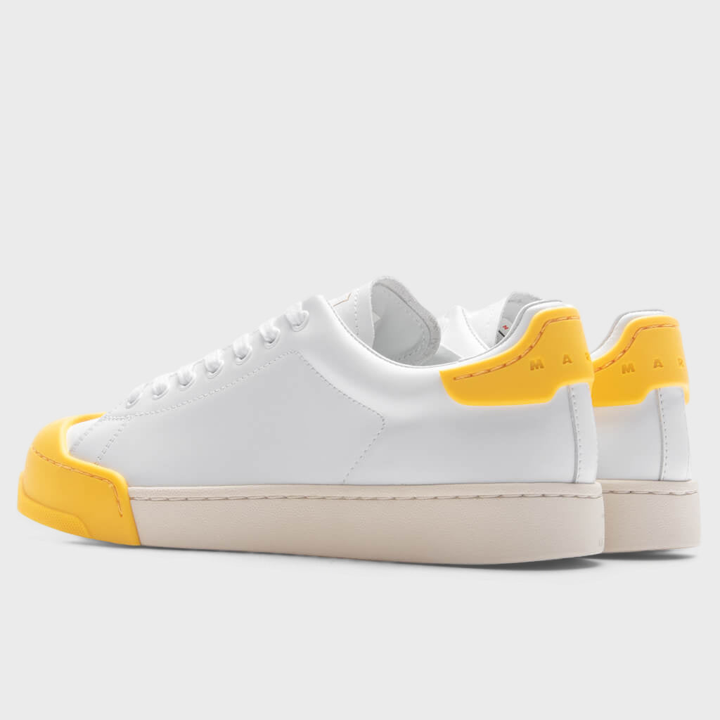 Leather Sneakers - Lily White/Yellow