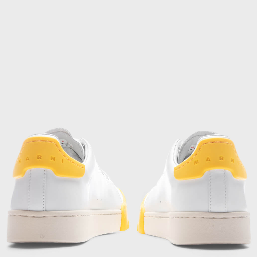 Leather Sneakers - Lily White/Yellow