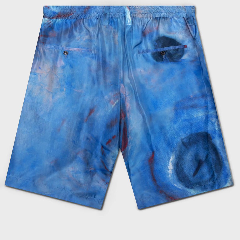 Silk Habotai Stretch Waist Shorts - Cobalt