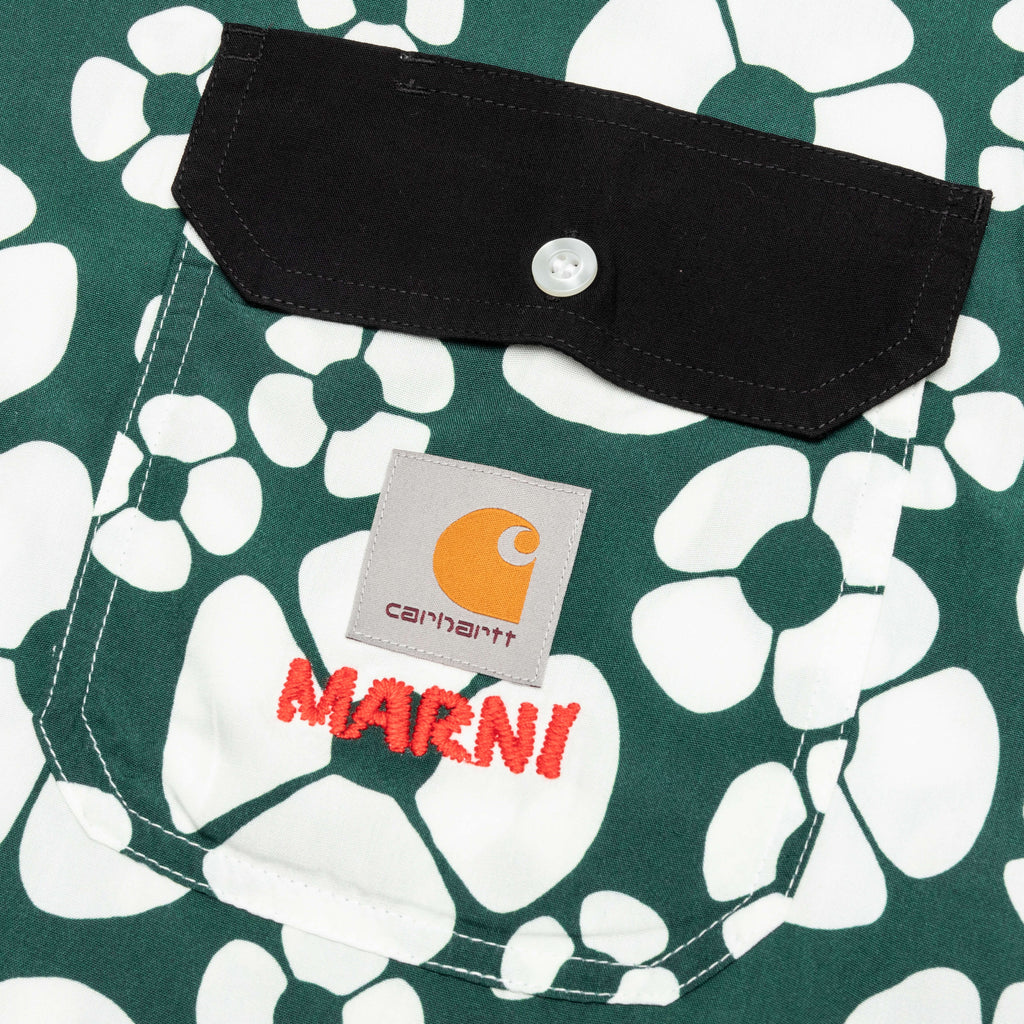 S/S Floral Shirt - Forest/Green
