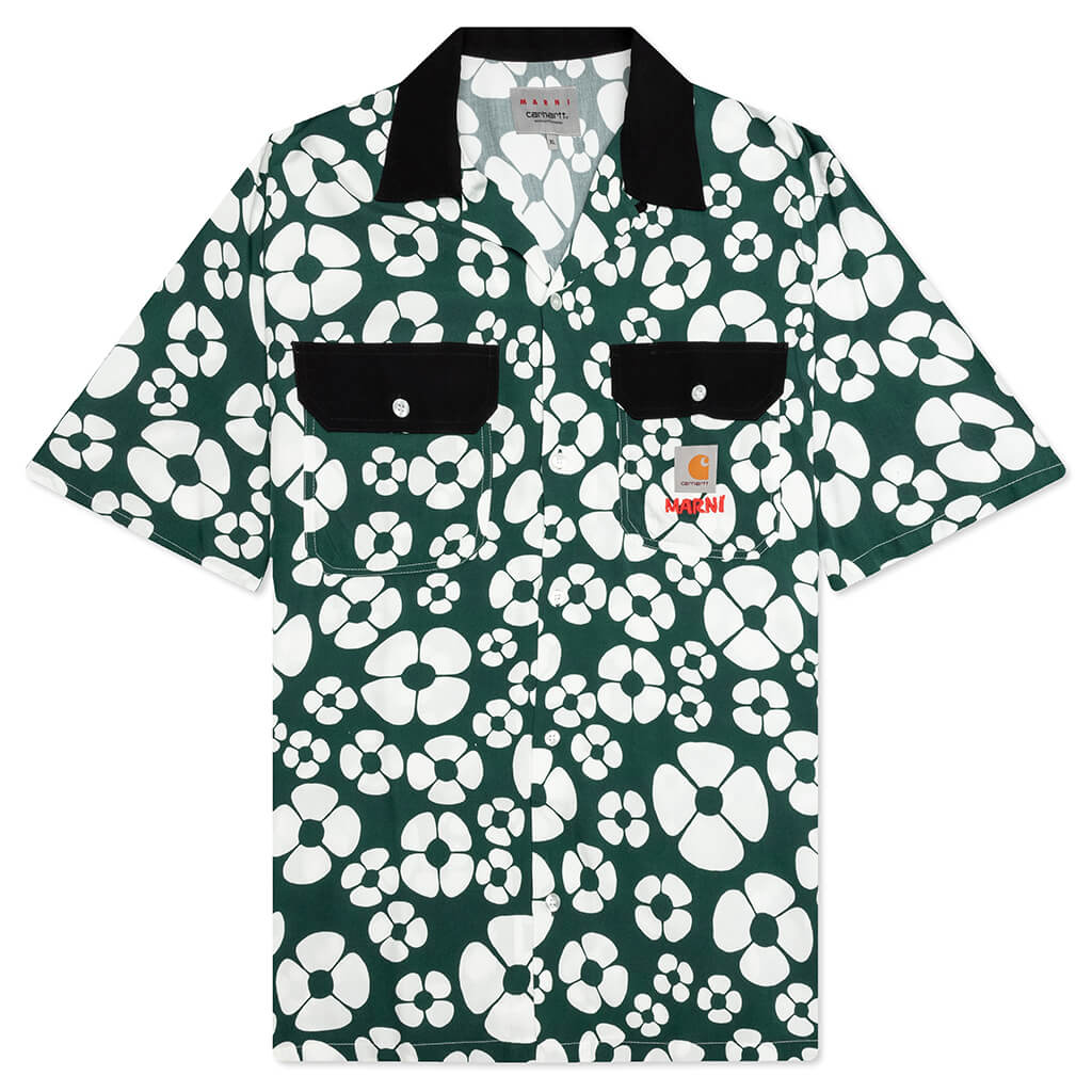 S/S Floral Shirt - Forest/Green