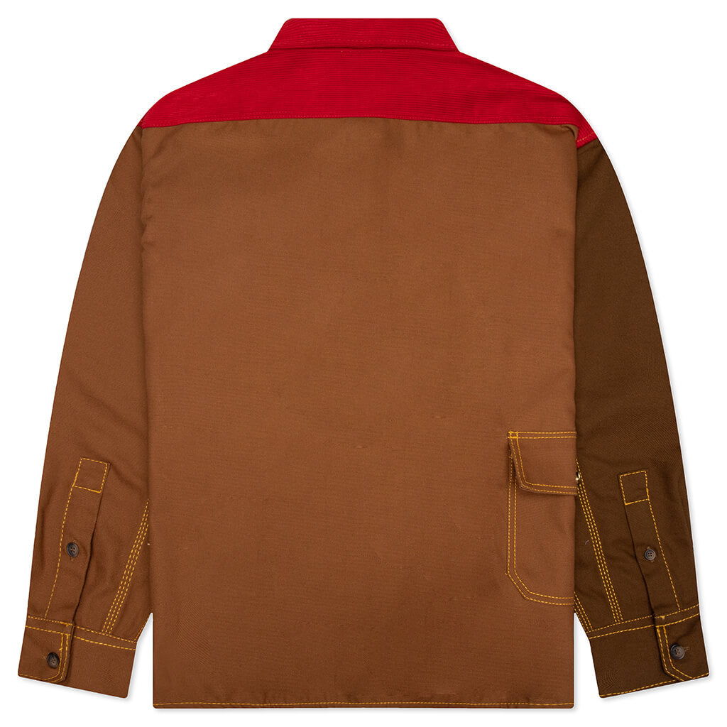 Color-Block L/S Overshirt - Tobacco