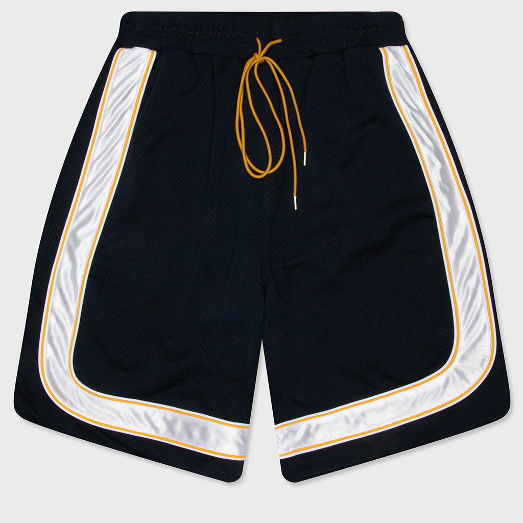 Mesh Piping Baggy Track Short - Navy/Yellow/White