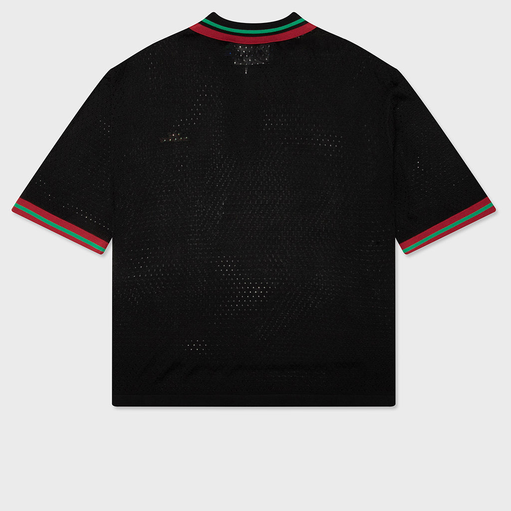 Mesh Zip Polo - Black