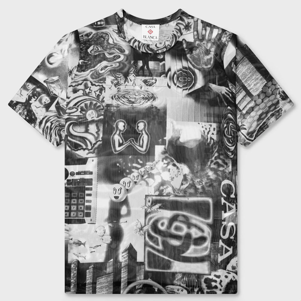 Rave Collage S/S Mesh T-Shirt - Black/White